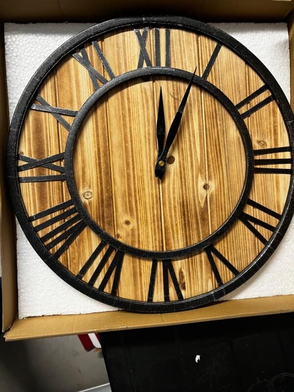 Wall Clock Metal Solid Wood  #H7 - Image 2