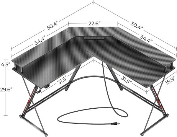 L Shaped Gaming Desk #H33 - Image 2