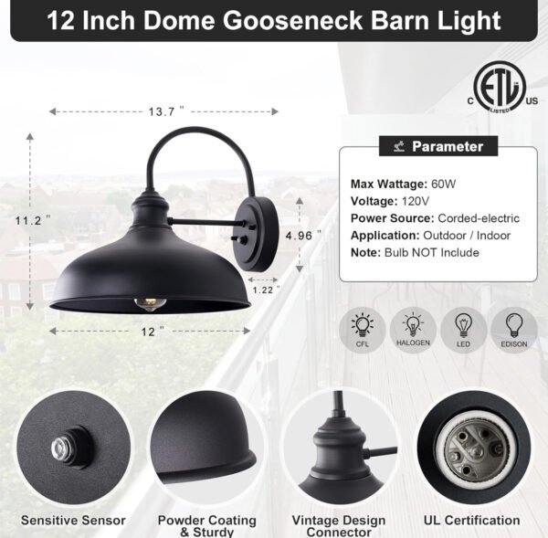 12in Outdoor Barn Light #H41 - Image 2