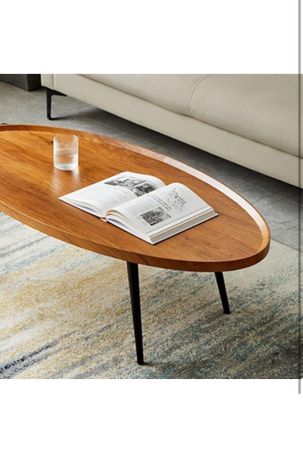 Wooden Coffee Table Mid-Century Modern Oval #m34