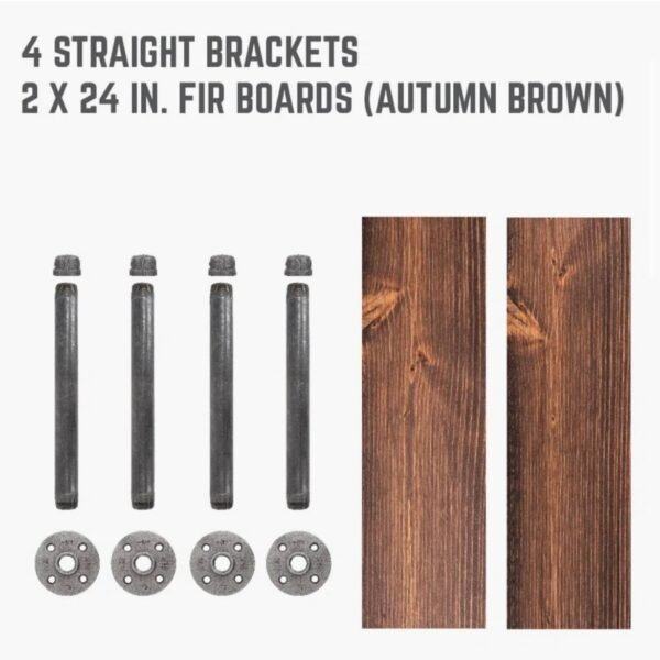 Hazle Solid Wood 24 inch Floating Shelf with Straight Brackets (Set of 2) - Image 2