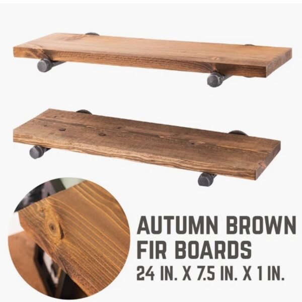 Hazle Solid Wood 24 inch Floating Shelf with Straight Brackets (Set of 2) - Image 3