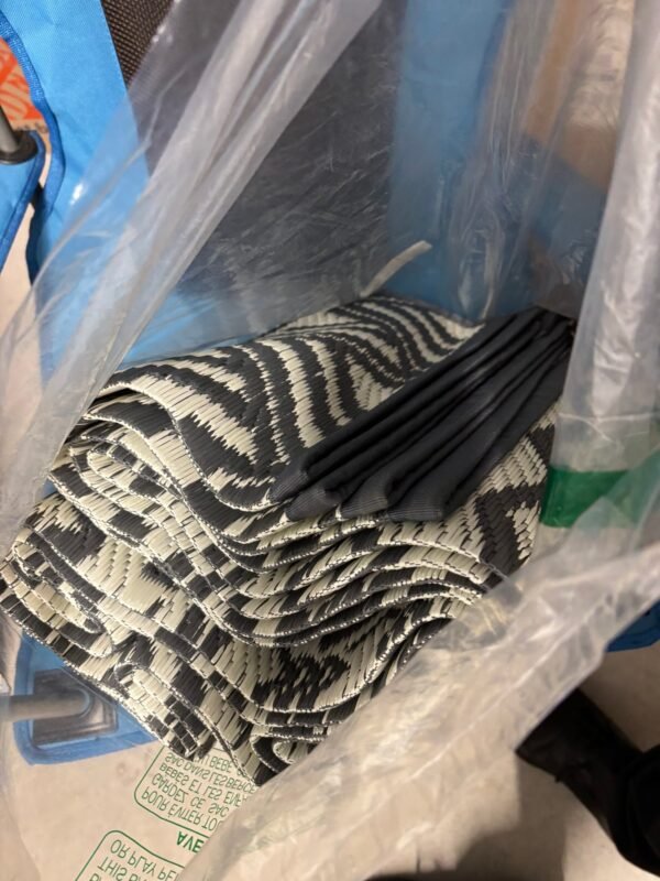 Outdoor Rug Mat- Aztek Black and White 5'X8' - Image 2