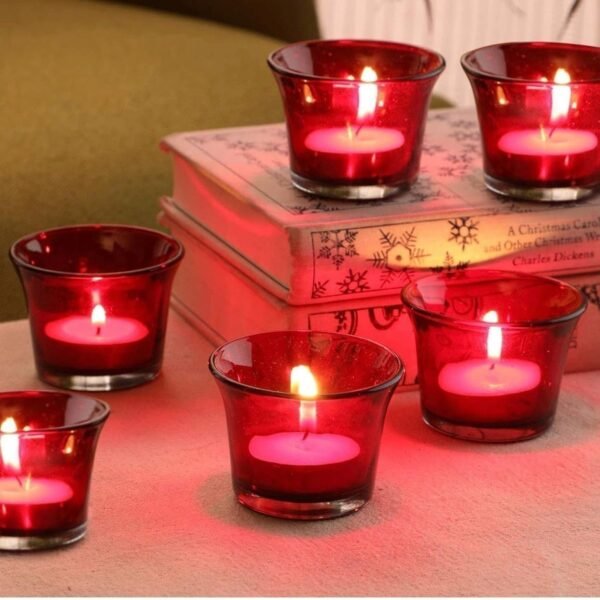 Set of 4 Votive Glass Tealight Candle Holders Glass Votive - Image 2