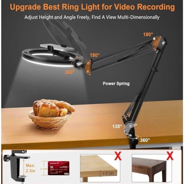 Desk Ring Light with Stand and Phone Holder
