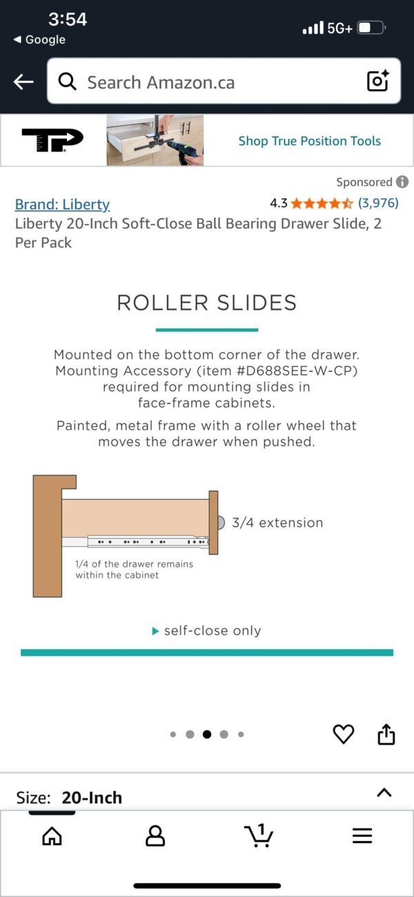 Liberty 24-Inch Soft-Close Ball Bearing Drawer Slide, - Image 3