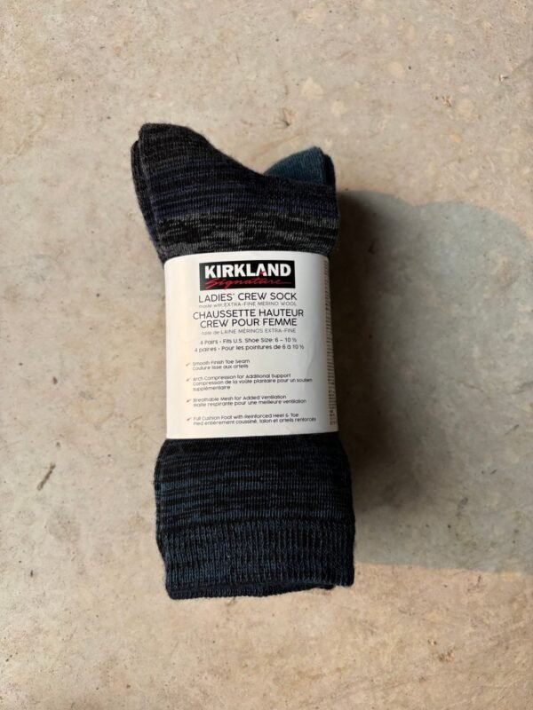 Kirkland Signature Ladies’ Extra-Fine Merino Wool Blend Crew Sock, 4-pair - Image 3
