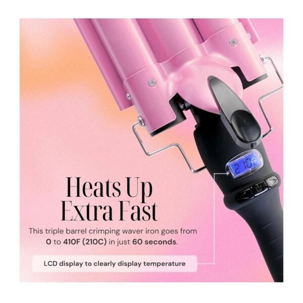 Alure Three Barrel Curling Iron Wand with LCD Temperature Display - Image 4
