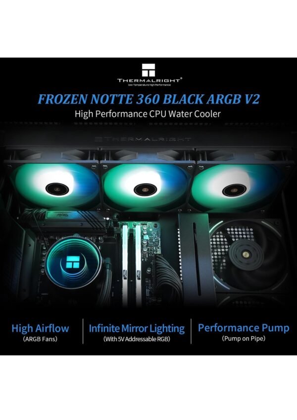 Thermalright Frozen Notte 360 Black ARGB Water Cooling CPU Cooler - Image 2