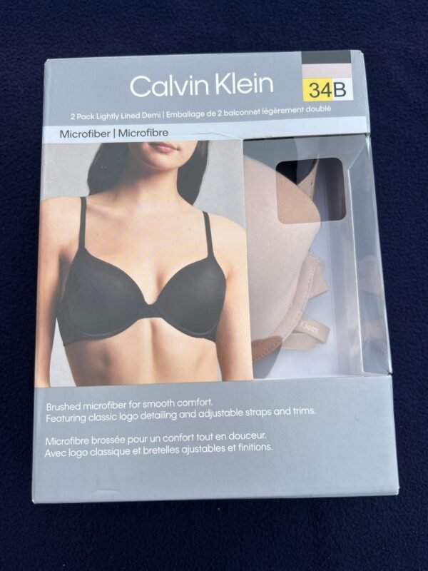 Calvin Klein 2 pack, lightly lined Demi size 34B, black and tan