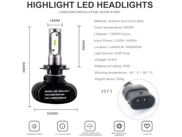 Boodlied H8 H9 H11 LED Headlight Bulbs - Image 2