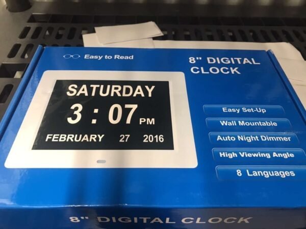 Digital Day Calendar Clock 8in Digital Clock – - Image 3